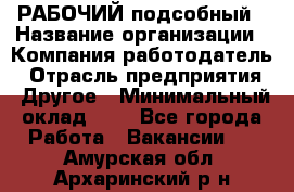 РАБОЧИЙ подсобный › Название организации ­ Компания-работодатель › Отрасль предприятия ­ Другое › Минимальный оклад ­ 1 - Все города Работа » Вакансии   . Амурская обл.,Архаринский р-н